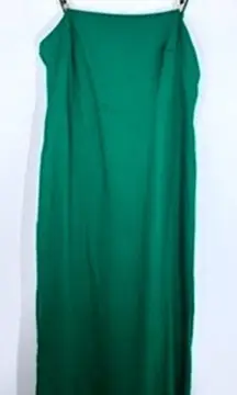 Rachel Zoe Green Linen Blend Midi Dress Spaghetti Strap Smocked Back Casual‎ NWT