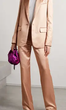 A.L.C. Dakota Satin Blazer Sirocco Neutral Notch Lapel Size 4 NWT