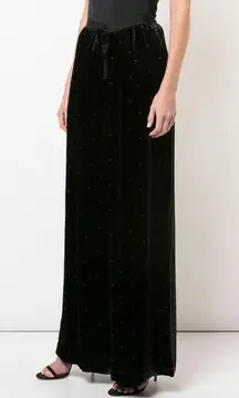 NEW NWT $550 Size 2 Ulla Johnson Maia Palazzo Silk Pants Velvet Black Dot print