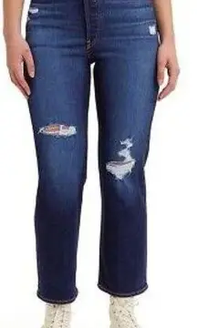 NWT Levi’s Ribcage Straight Jeans Size 32 | 14 Dark Indigo Distressed Ankle Jean
