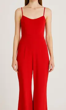 BCBGMaxAzria Striking Red Wide Leg Brodie Jumpsuit.       Size-6