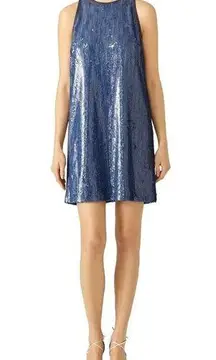 Carmen Marc Valvo  Sequin Shift Dress in Blue Denim 4