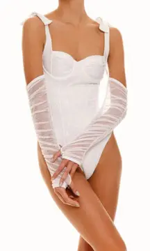 BOAMAR Millie Cheeky One Piece in White Textured Shine Medium New Bridal Swim