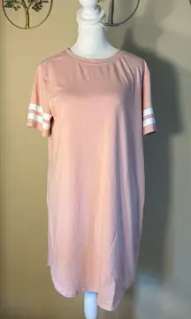 Forever 21 Pink White Stripe Tunic Shirt Dress Medium