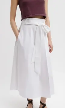 Tibi Eco Poplin Back Wrap Skirt White Size 2 Organic Cotton Midi Lightweight
