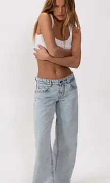 Motel Rocks Low-Rise Parallel Jeans 80s Light Wash Blue