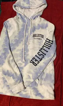 Hollister Blue And White Tie-Dye  Hoodie