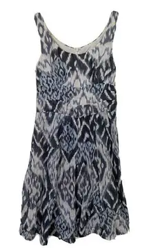 Peruvian Connection Ramie‎ Ikat Fit And Flare Dress Size 6 Blue White Sleeveless