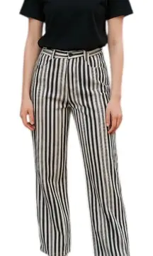 Levi's Women's Low Pro Straight Leg Jeans Black White Vertical Stripe 30x30 NWT