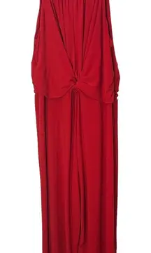 Emma & Michelle Sleeveless Neck‎ Tie Wide Leg Jumpsuit Red Size Large
