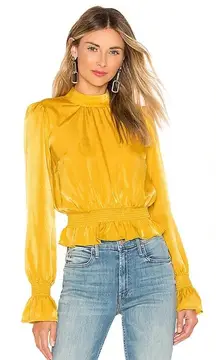 Tularosa Revolve I’m Yours Golden Yellow Peplum Long Sleeve Top Size Medium