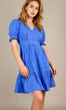 NWOT Boden Ada Double Cloth Cotton Blue Dress Size 6 Knee Length