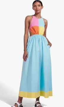 NWT Staud Color Block Maxi Open Back Poplin Dress Size XL