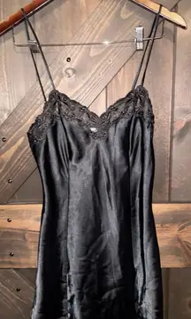 Victoria's Secret VTG 2000 Sz XS Lingerie Babydoll Black Nightie Slit