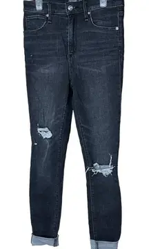 Abercrombie‎ & Fitch Simone high rise super skinny distressed knees Size 25/0