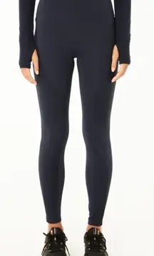 PE Nation - Free Play Full Length Leggings Dark Navy Ribbed High Rise Athletic