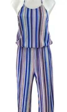 Aqua Women's Multicolor Striped Halter Cami Camisole Wide Leg Romper Jumpsuit XS