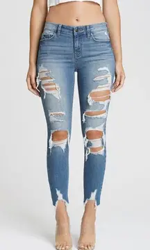 Eunina Mid Rise Distressed Skinny Jeans