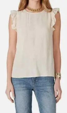 Ba&sh Top Women XS Cream Ivory Ruffle Sleeveless Fina Minimalist Flowy Back