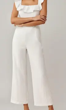 REFORMATION Juniper Wide Leg Linen Jumpsuit, White, 2 (US)