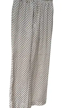 Moodie Checkered Maxi Pants Cream and Brown Size Medium