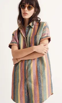 Madewell Courier Shirtdress in Rainbow Stripe