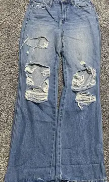 Flying Monkey Jeans Women’s Sz 28 Medium Wash Distressed Vintage Straight 30x33