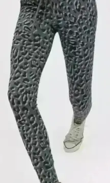 🆕Aerie Offline Green Jacquard Peak Leopard Animal Print Leggings Pants Size XL
