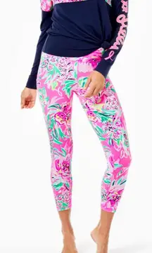 Lilly Pulitzer Paws for a Cause Pink & Green Floral Leggings activewear preppy