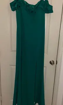 Macy’s Green Off The Shoulder Formal Dress