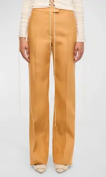 NWT INTERIOR The Fontaine wool and silk-blend straight-leg pants in salmon. Size 2