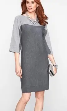 Talbots Dress Merino Wool Gray Colorblock XS Work Job Office Preppy Chic Brunch