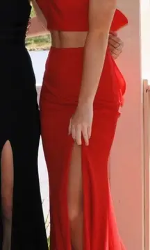 Red Two Piece Prom Dress