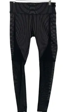 Alo Athletic Leggings Black Patterned Mesh Panels Activewear Workout Pants Med