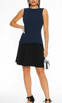 OSCAR DE LA RENTA Layered Two Tone Wool Blend Crepe Size 8 Dress‎