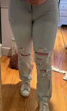 Super High Waisted Ripped 90s Bootcut Jeans