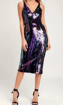 Margo Purple Multi Sequin Midi Dress