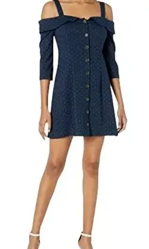 NWT BCBGeneration Off Shoulder Button Front Dress Indigo Blue Size‎ 2