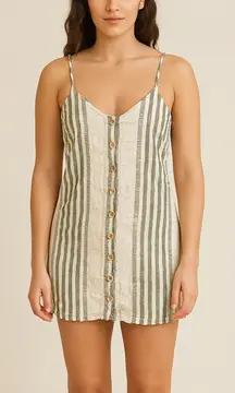 Rip Curl Size Medium Green And White Striped Beach Summer Dress