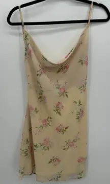 Reverse Womens Yellow Floral Y2K Mini Dress Size M Slip Dainty Feminine Fairy