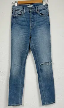 Grlfrnd Karolina Button Fly Skinny Jeans Womens 25 Distressed Light Wash Denim