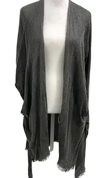 Free People Open-Knit Dolman Sleeve Sweater Cardigan Duster Gray One Size