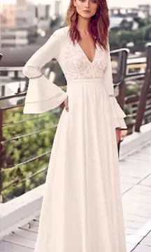 Lulus Enchanted Evening Flare Sleeve Maxi Dress Size Small NWT