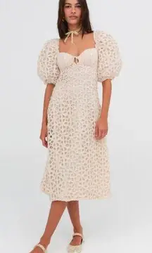 For Love & Lemons Brooke Midi Dress Size Small NWT Chiffon Floral Crochet Swirl