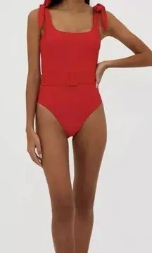 Beach Riot Sydney Belted One-Piece Swimsuit Size Size Medium Retail $168 Red