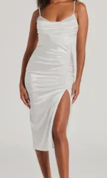 Windsor Kristen Formal Satin Cowl Neck Midi Dress