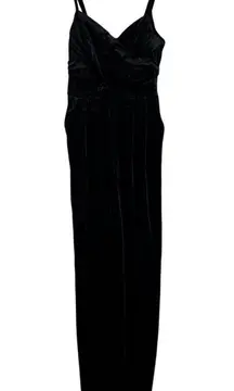 NWT Cider Jumpsuit Womens S Black Velvet Wide Leg Pleated Witchy Mob Wife Vampy