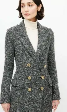 Isabel Marant Etoile Overton Boucle Wool Long Double Breasted Coat Gray Size 34