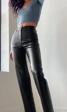 Wilfred (Aritzia) Vegan Leather High Rise Straight Pants – Black (Size 2)