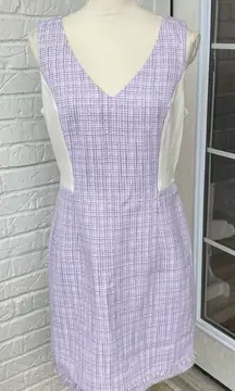 White House Black Market WHBM Tweed A-line  Dress Fringe Color block size 10